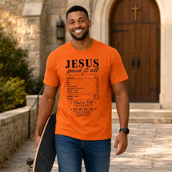 Jesus Paid It All - Neon Orange