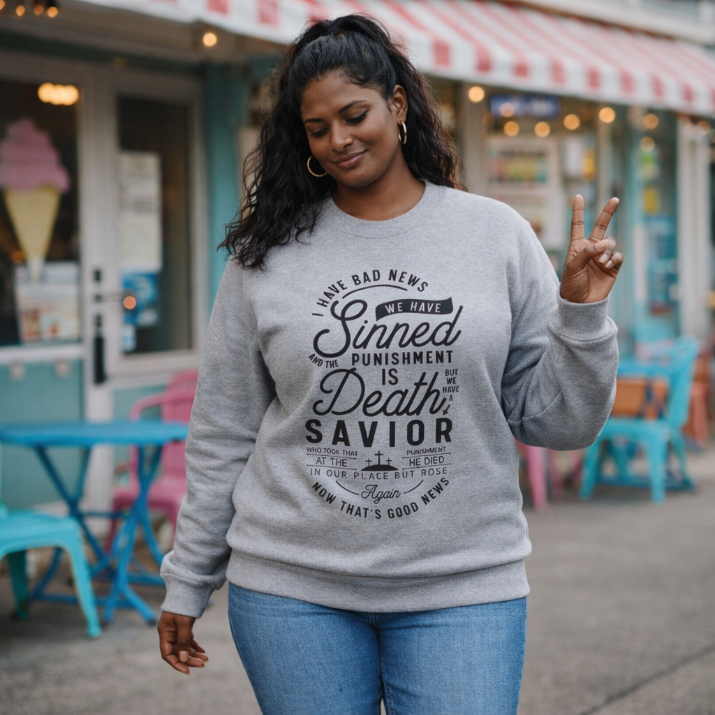 Bad News / Good News Savior Message - Athletic Heather