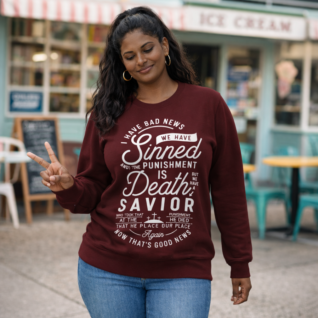 Bad News / Good News Savior Message - Maroon