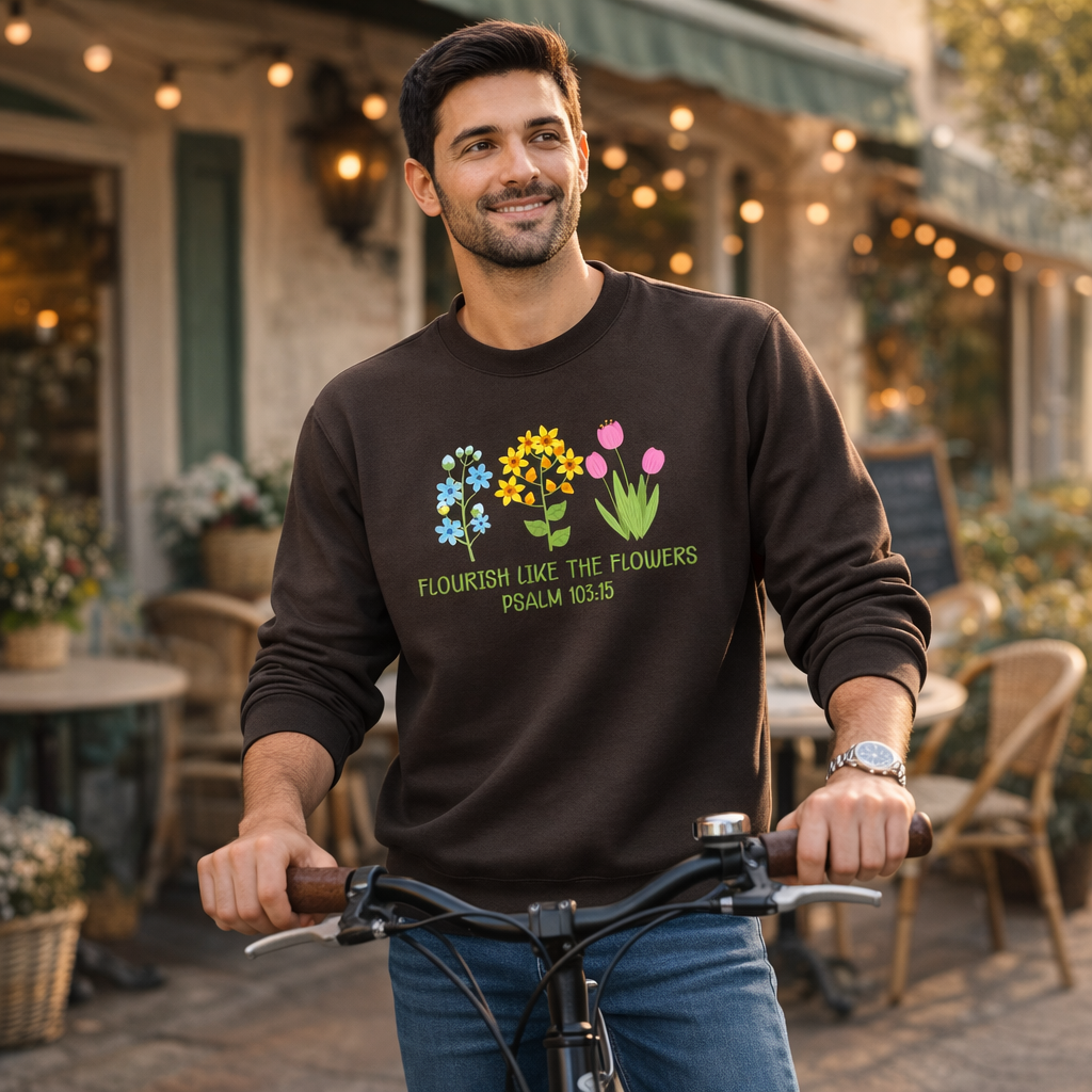 Flourish Like the Flowers (Psalm 103:15) - Dark Chocolate Brown