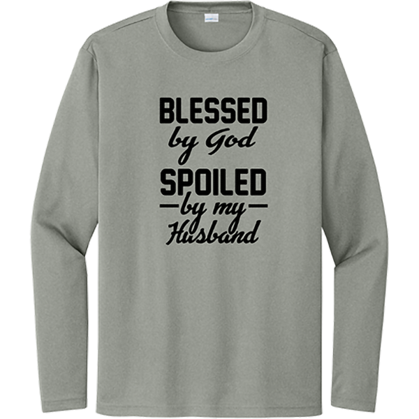 Blessed by God, Spoiled by My Husband - Grey Concrete Heather