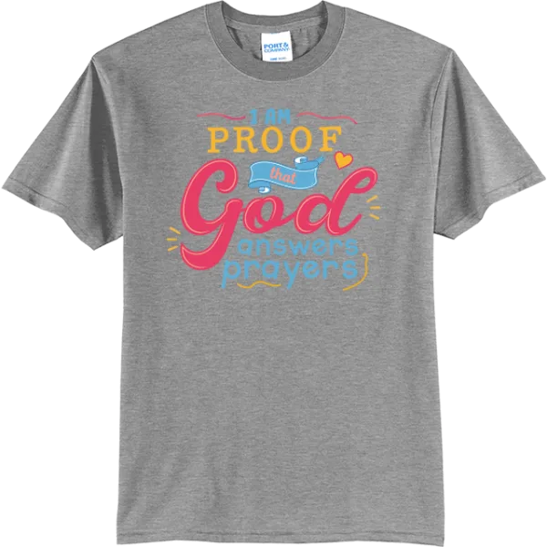 I Am Proof God Answers Prayers - Athletic Heather