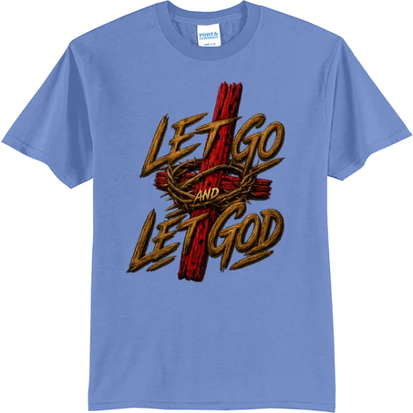 Let Go Let God Cross - Carolina Blue